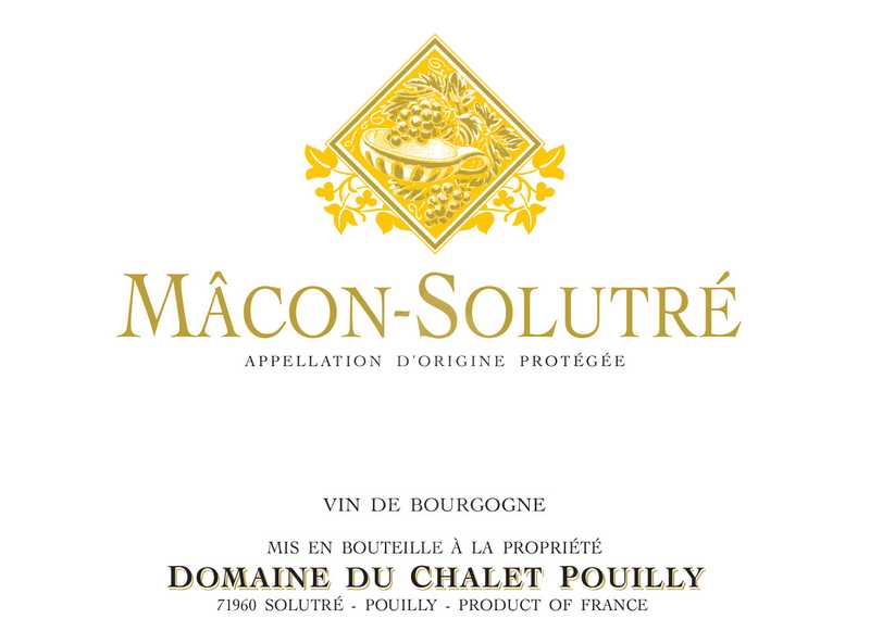 ** Preview. Download file for best image quality. **
 Depicts a label of Mâcon-Solutré by Domaine du Chalet Pouilly.