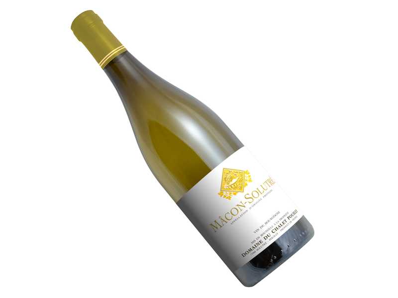 ** Preview. Download file for best image quality. **
 Depicts a bottle of Mâcon-Solutré by Domaine du Chalet Pouilly.