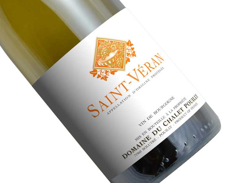 ** Preview. Download file for best image quality. **
 Depicts a bottle of Saint-Véran by Domaine du Chalet Pouilly.