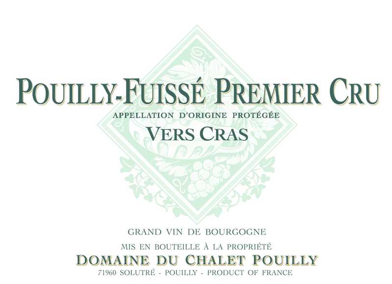 ** Visualisation. Télécharger l’image pour avoir la meilleur résolution possible. **
 Image de l'étiquette de Pouilly-Fuissé Premier Cru Vers Cras du Domaine du Chalet Pouilly.