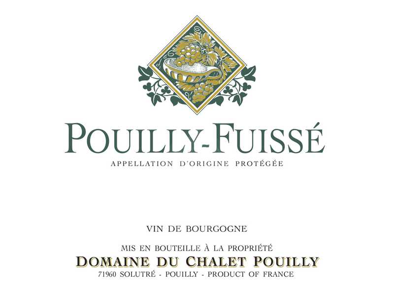 ** Preview. Download file for best image quality. **
 Depicts a label of Pouilly-Fuissé by Domaine du Chalet Pouilly.